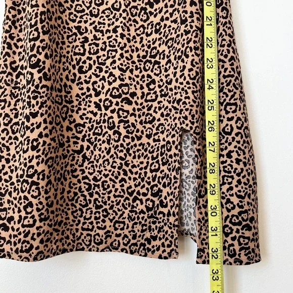 Reformation Marlowe Leopard Print Mini Dress V-Neck Side Slit - Picture 9 of 16